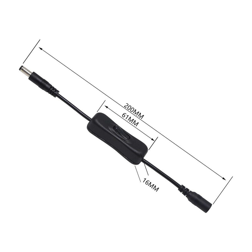 20cm DC 5.5mm x 2.1mm Male to Female 12V Copper PVC On/Off Switch Cable for LED CCTV - MR-SW-05