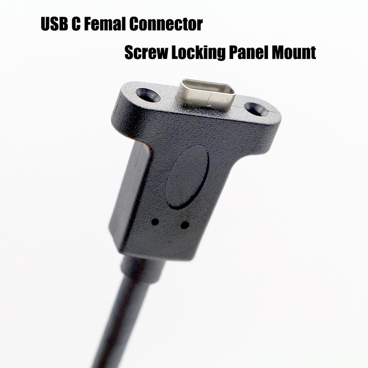 Screw-Locking USB-C Male to Female Panel Mount Cable - MR-USB-02