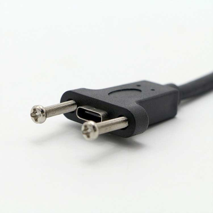 Screw-Locking USB-C Male to Female Panel Mount Cable - MR-USB-02