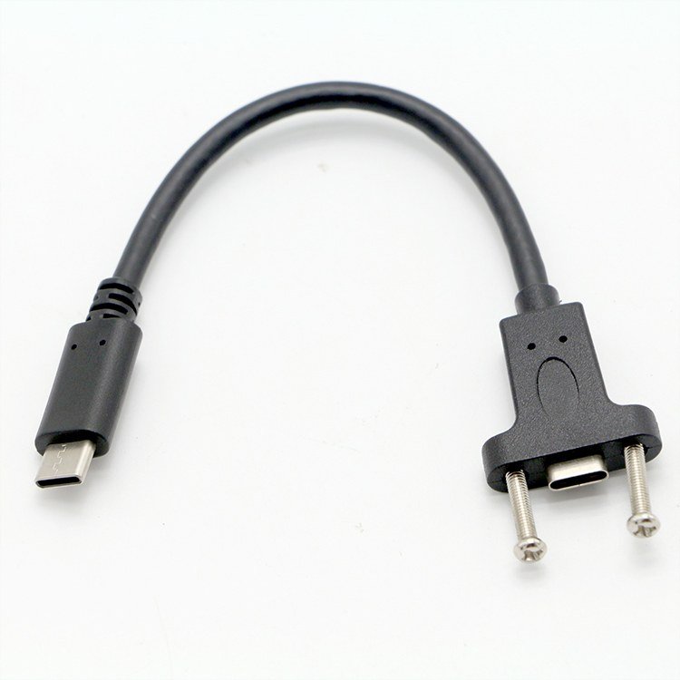 Screw-Locking USB-C Male to Female Panel Mount Cable - MR-USB-02
