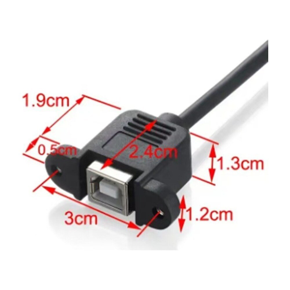 USB 2.0 Type B Male to Female Panel Mount Adapter Cable - MR-USB-06