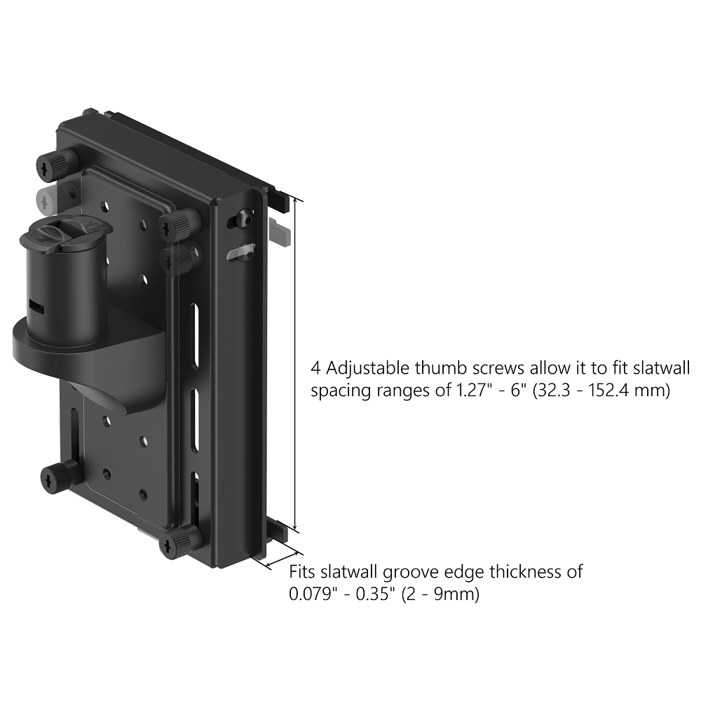 VESA Mount for Slatwall w/ Quick Release Spring Arm - BL-S281