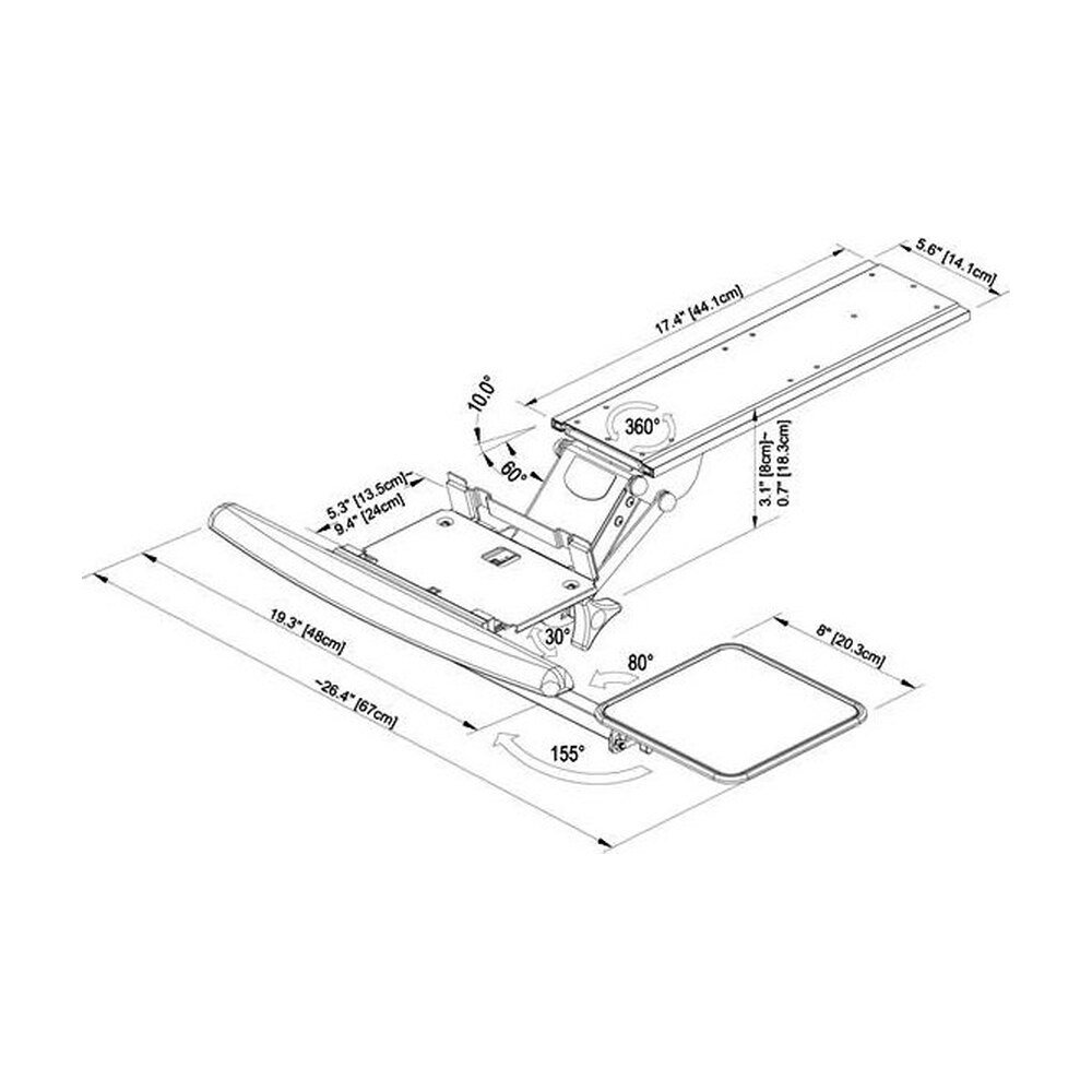Keyboard Tray - Fully Adjustable w/ Clamp, B-Bearing Lever - KFB-5M-BB
